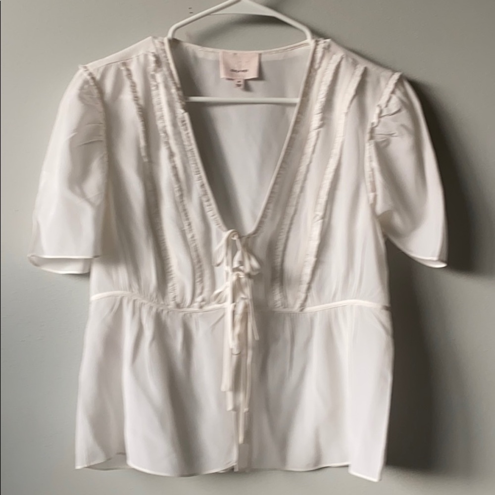 Cinq à sept tie front silk blouse, size M